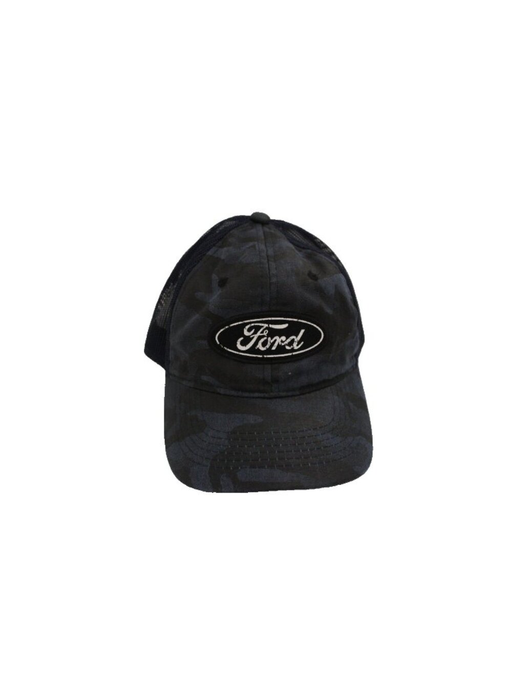 Ford Motor Company Mens Navy Blue Camo Trucker Hat Mesh Snapback Outdoor Cap